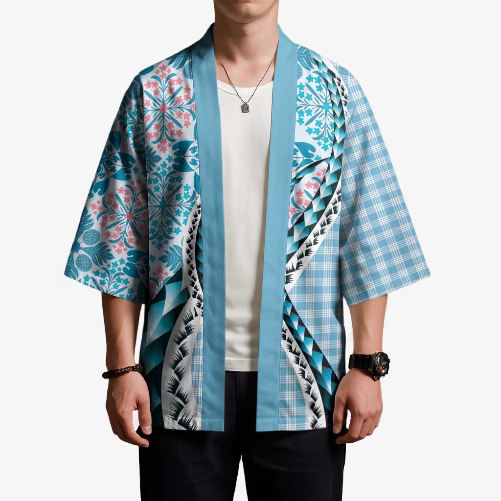 Aloha Vintage Palaka Floral Hawaiian Quilt Kimono Uliuli Motif - Polynesian Pride