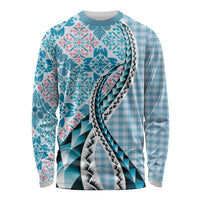 Aloha Vintage Palaka Floral Hawaiian Quilt Long Sleeve Shirt Uliuli Motif - Polynesian Pride