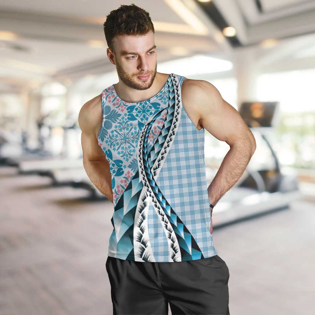 Aloha Vintage Palaka Floral Hawaiian Quilt Men Tank Top Uliuli Motif - Polynesian Pride