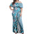 Aloha Vintage Palaka Floral Hawaiian Quilt Off Shoulder Maxi Dress Uliuli Motif - Polynesian Pride