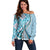Aloha Vintage Palaka Floral Hawaiian Quilt Off Shoulder Sweater Uliuli Motif - Polynesian Pride