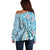 Aloha Vintage Palaka Floral Hawaiian Quilt Off Shoulder Sweater Uliuli Motif - Polynesian Pride
