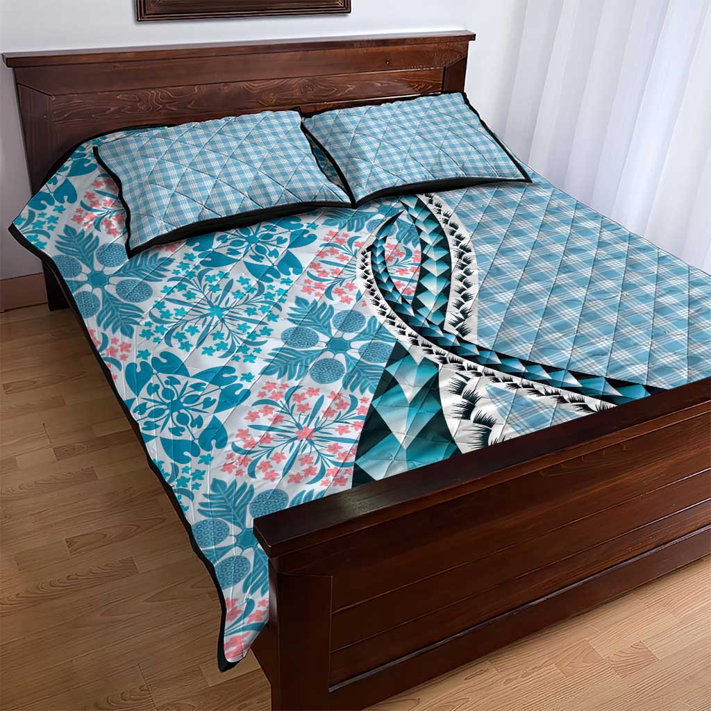 Aloha Vintage Palaka Floral Hawaiian Quilt Quilt Bed Set Uliuli Motif - Polynesian Pride