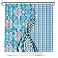 Aloha Vintage Palaka Floral Hawaiian Quilt Shower Curtain Uliuli Motif - Polynesian Pride