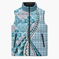 Aloha Vintage Palaka Floral Hawaiian Quilt Sleeveless Puffer Jacket Uliuli Motif - Polynesian Pride