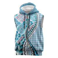 Aloha Vintage Palaka Floral Hawaiian Quilt Sleeveless Zip Hoodie Uliuli Motif - Polynesian Pride