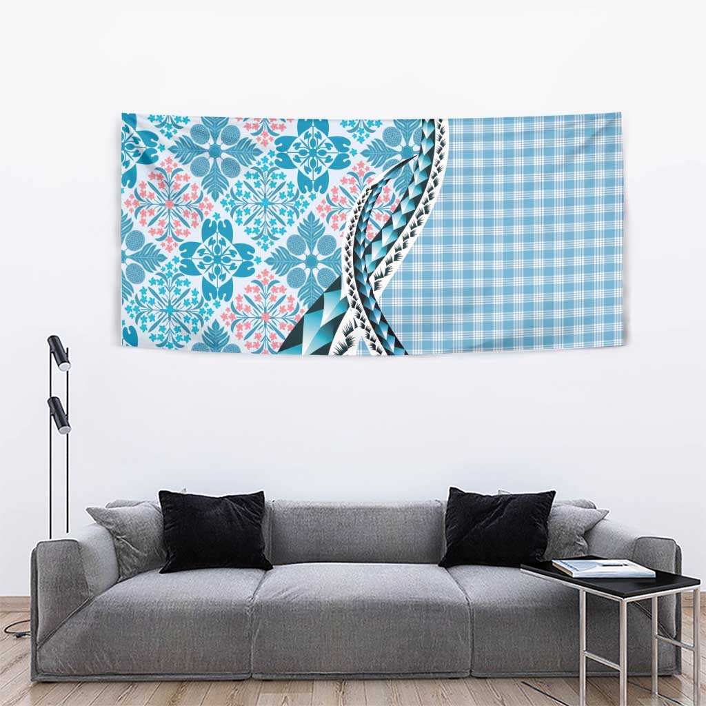 Aloha Vintage Palaka Floral Hawaiian Quilt Tapestry Uliuli Motif - Polynesian Pride