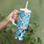 Aloha Vintage Palaka Floral Hawaiian Quilt Tumbler With Handle Uliuli Motif - Polynesian Pride