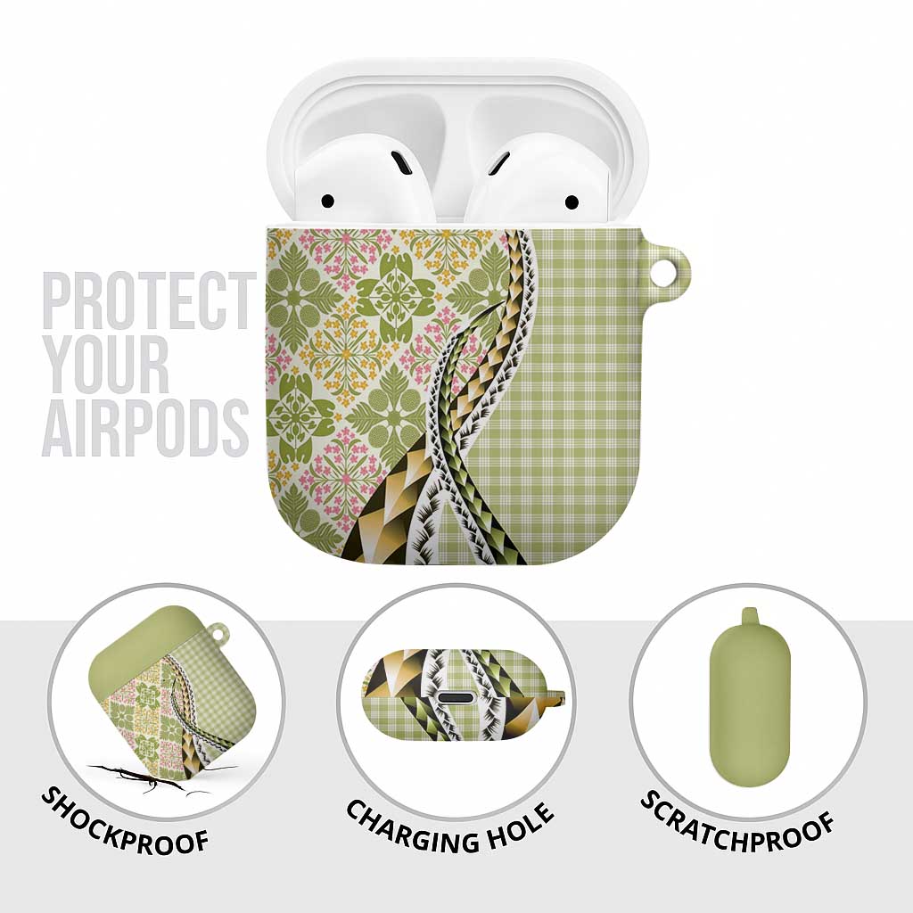 Aloha Vintage Palaka Floral Hawaiian Quilt AirPods Case Omaomao Motif - Polynesian Pride