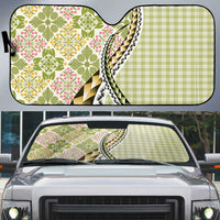 Aloha Vintage Palaka Floral Hawaiian Quilt Auto Sun Shade Omaomao Motif - Polynesian Pride
