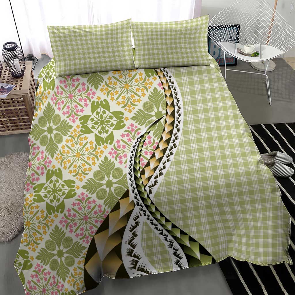 Aloha Vintage Palaka Floral Hawaiian Quilt Bedding Set Omaomao Motif - Polynesian Pride