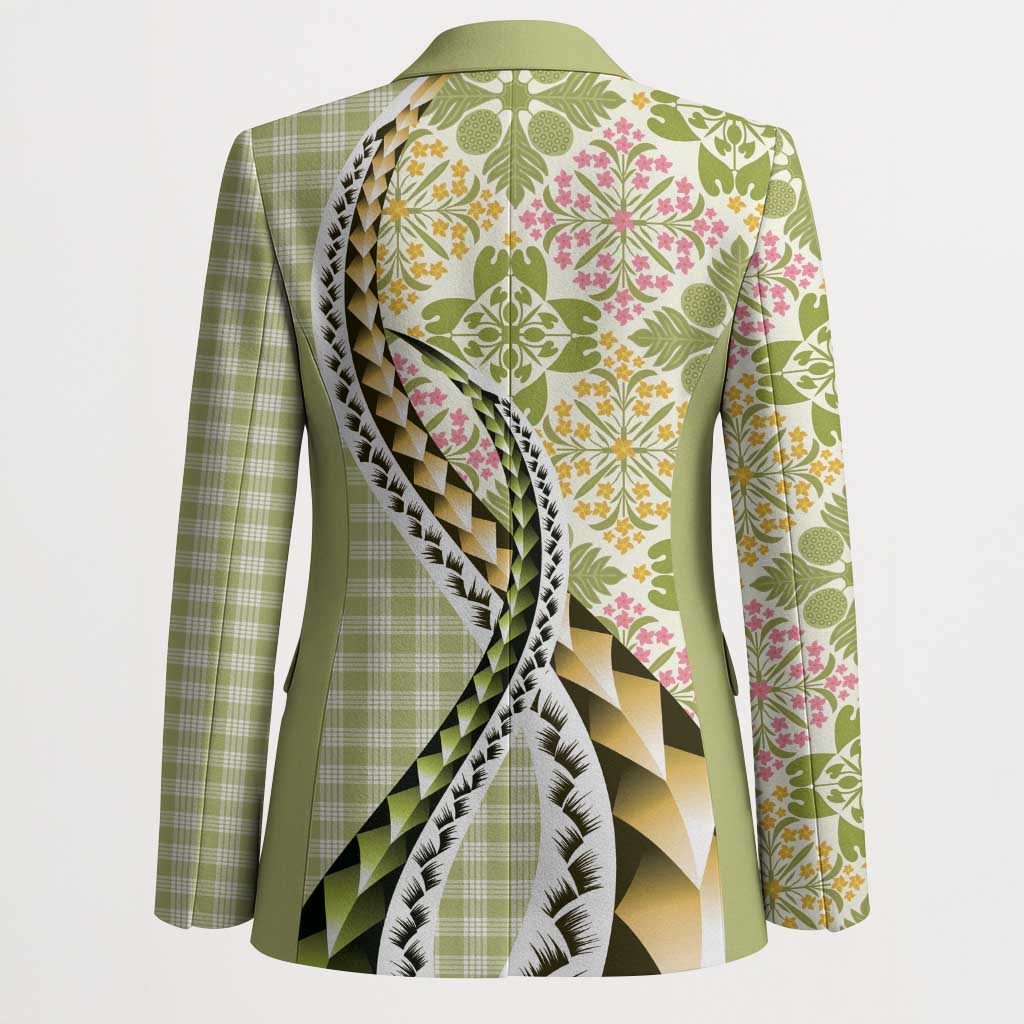 Aloha Vintage Palaka Floral Hawaiian Quilt Blazer Omaomao Motif - Polynesian Pride