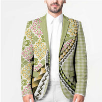 Aloha Vintage Palaka Floral Hawaiian Quilt Blazer Omaomao Motif - Polynesian Pride