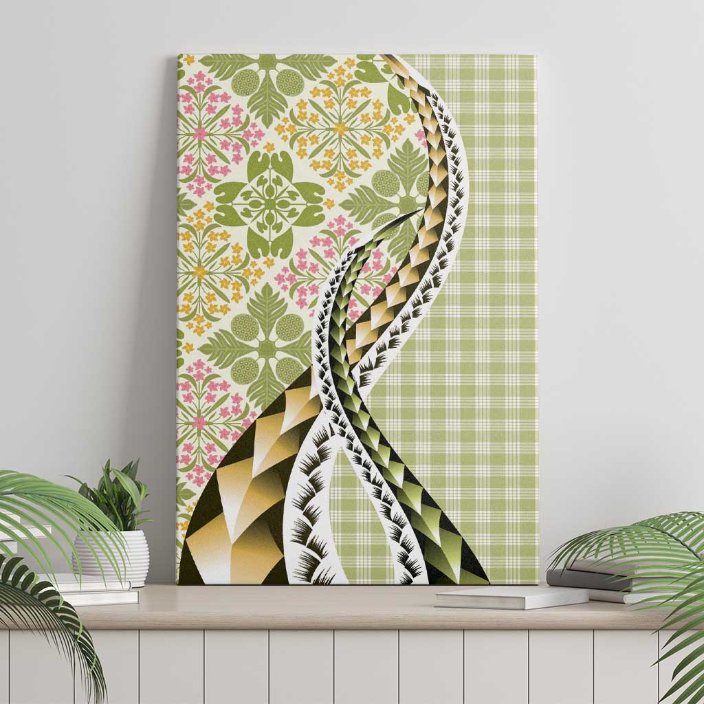 Aloha Vintage Palaka Floral Hawaiian Quilt Canvas Wall Art Omaomao Motif - Polynesian Pride