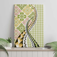 Aloha Vintage Palaka Floral Hawaiian Quilt Canvas Wall Art Omaomao Motif - Polynesian Pride