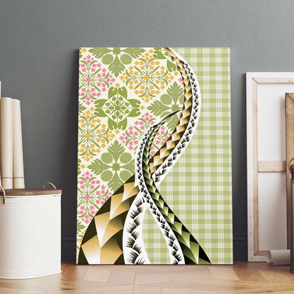 Aloha Vintage Palaka Floral Hawaiian Quilt Canvas Wall Art Omaomao Motif - Polynesian Pride