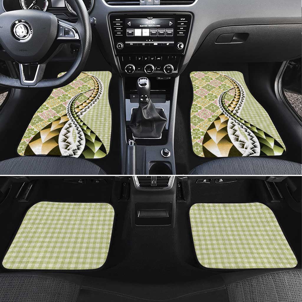 Aloha Vintage Palaka Floral Hawaiian Quilt Car Mats Omaomao Motif - Polynesian Pride