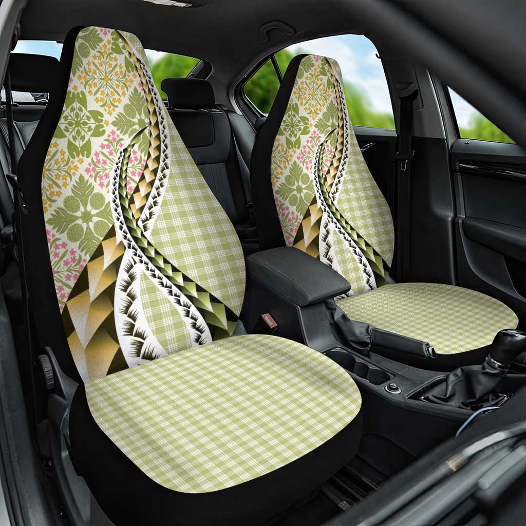 Aloha Vintage Palaka Floral Hawaiian Quilt Car Seat Cover Omaomao Motif - Polynesian Pride