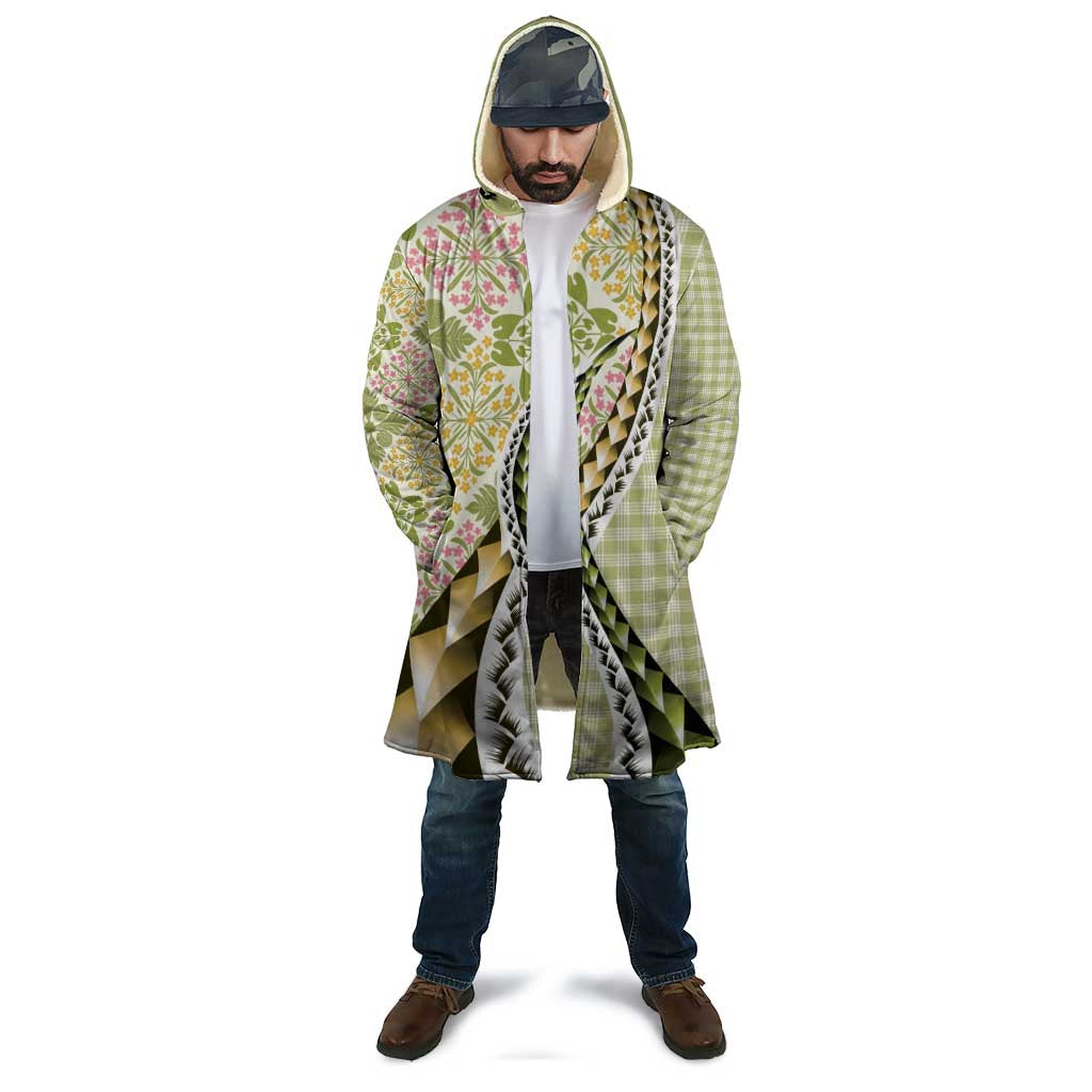 Aloha Vintage Palaka Floral Hawaiian Quilt Cloak Omaomao Motif - Polynesian Pride