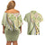 Aloha Vintage Palaka Floral Hawaiian Quilt Couples Matching Off Shoulder Short Dress and Hawaiian Shirt Omaomao Motif - Polynesian Pride