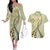Aloha Vintage Palaka Floral Hawaiian Quilt Couples Matching Off The Shoulder Long Sleeve Dress and Hawaiian Shirt Omaomao Motif - Polynesian Pride