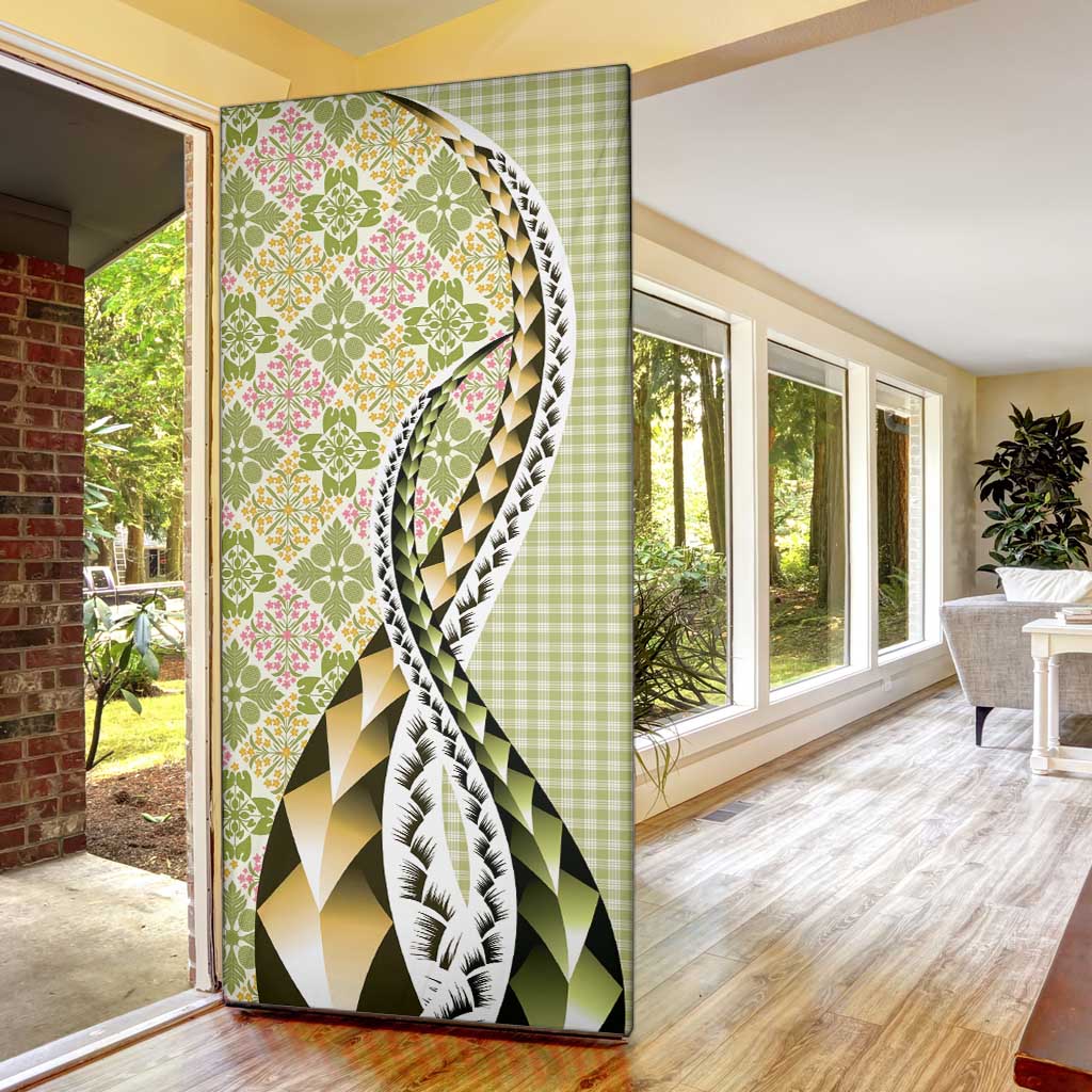 Aloha Vintage Palaka Floral Hawaiian Quilt Door Cover Omaomao Motif - Polynesian Pride