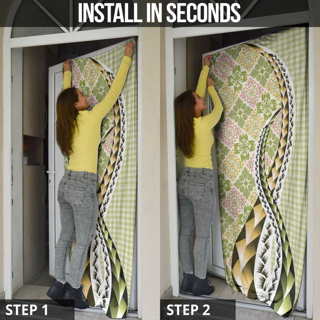 Aloha Vintage Palaka Floral Hawaiian Quilt Door Cover Omaomao Motif - Polynesian Pride