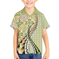 Aloha Vintage Palaka Floral Hawaiian Quilt Hawaiian Shirt Omaomao Motif - Polynesian Pride