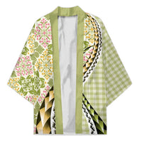 Aloha Vintage Palaka Floral Hawaiian Quilt Kimono Omaomao Motif - Polynesian Pride