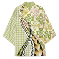 Aloha Vintage Palaka Floral Hawaiian Quilt Kimono Omaomao Motif - Polynesian Pride