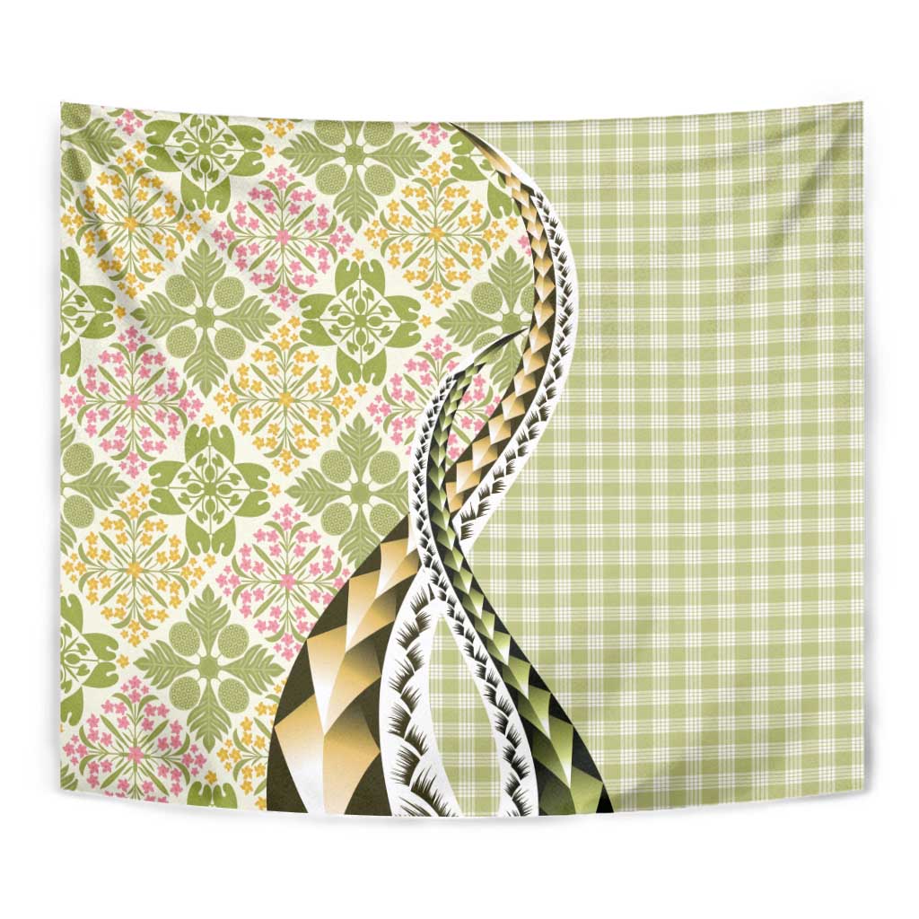 Aloha Vintage Palaka Floral Hawaiian Quilt Tapestry Omaomao Motif - Polynesian Pride