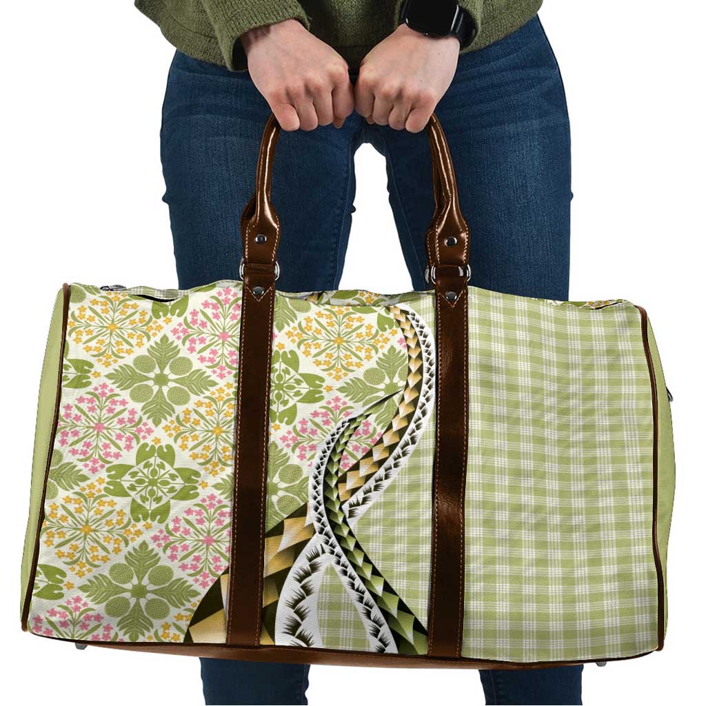 Aloha Vintage Palaka Floral Hawaiian Quilt Travel Bag Omaomao Motif - Polynesian Pride