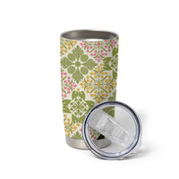 Aloha Vintage Palaka Floral Hawaiian Quilt Tumbler Cup Omaomao Motif - Polynesian Pride