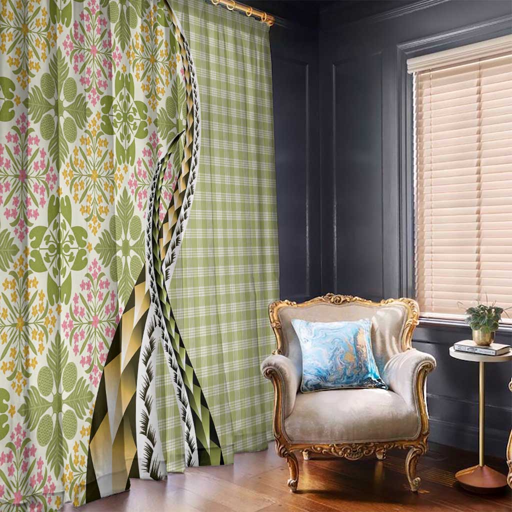 Aloha Vintage Palaka Floral Hawaiian Quilt Window Curtain Omaomao Motif - Polynesian Pride