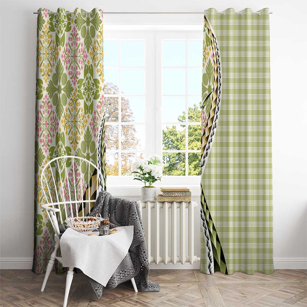 Aloha Vintage Palaka Floral Hawaiian Quilt Window Curtain Omaomao Motif - Polynesian Pride