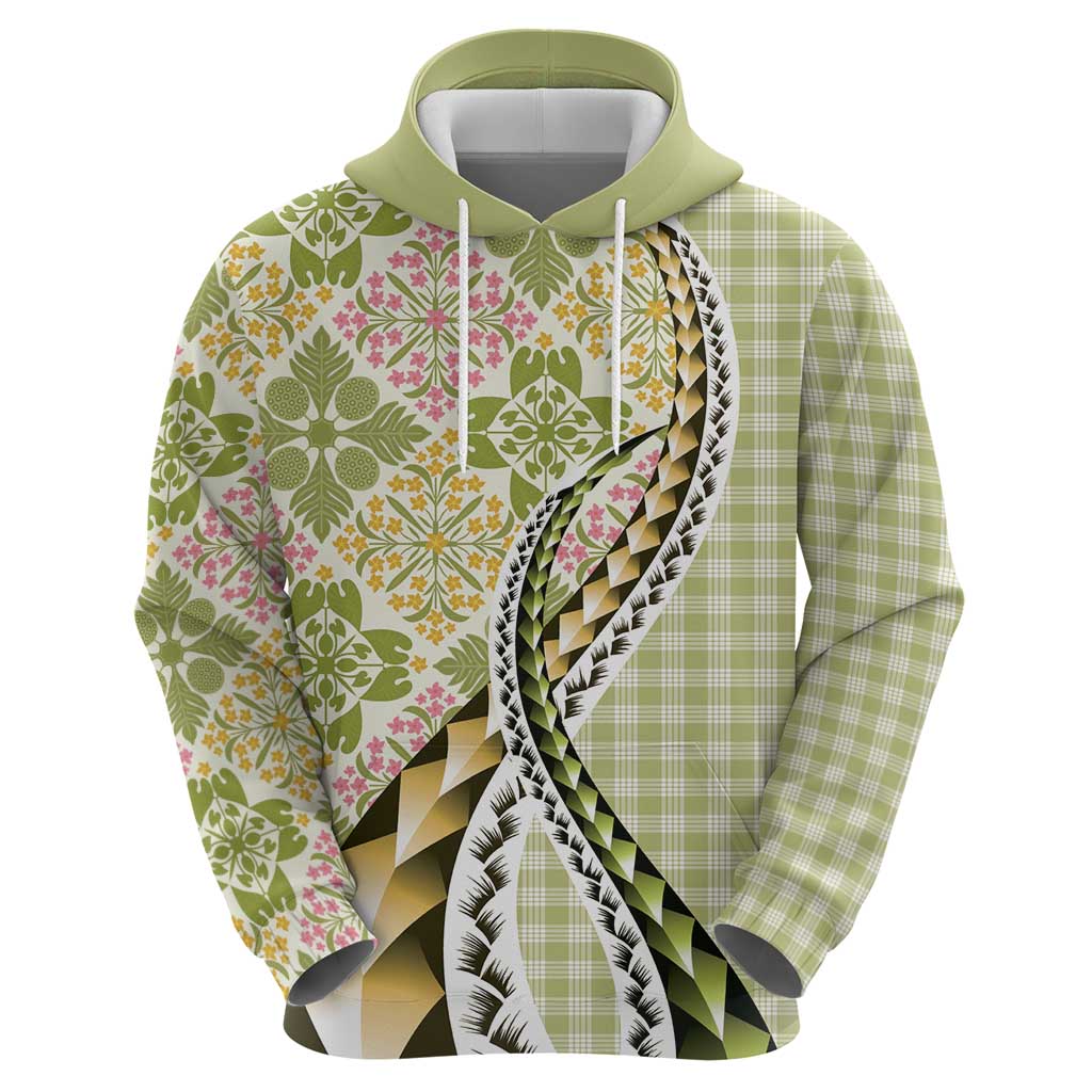 Aloha Vintage Palaka Floral Hawaiian Quilt Zip Hoodie Omaomao Motif - Polynesian Pride