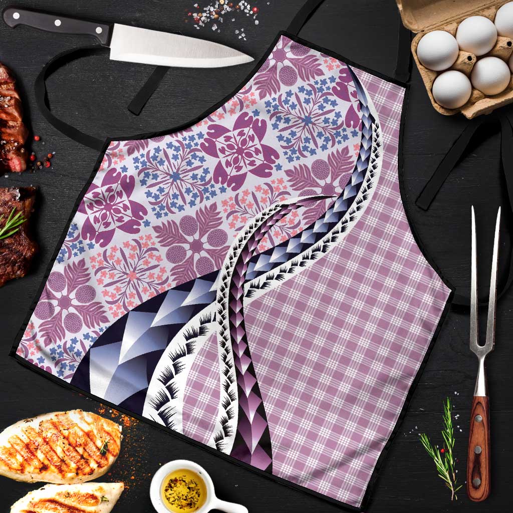 Aloha Vintage Palaka Floral Hawaiian Quilt Apron Akala Motif - Polynesian Pride