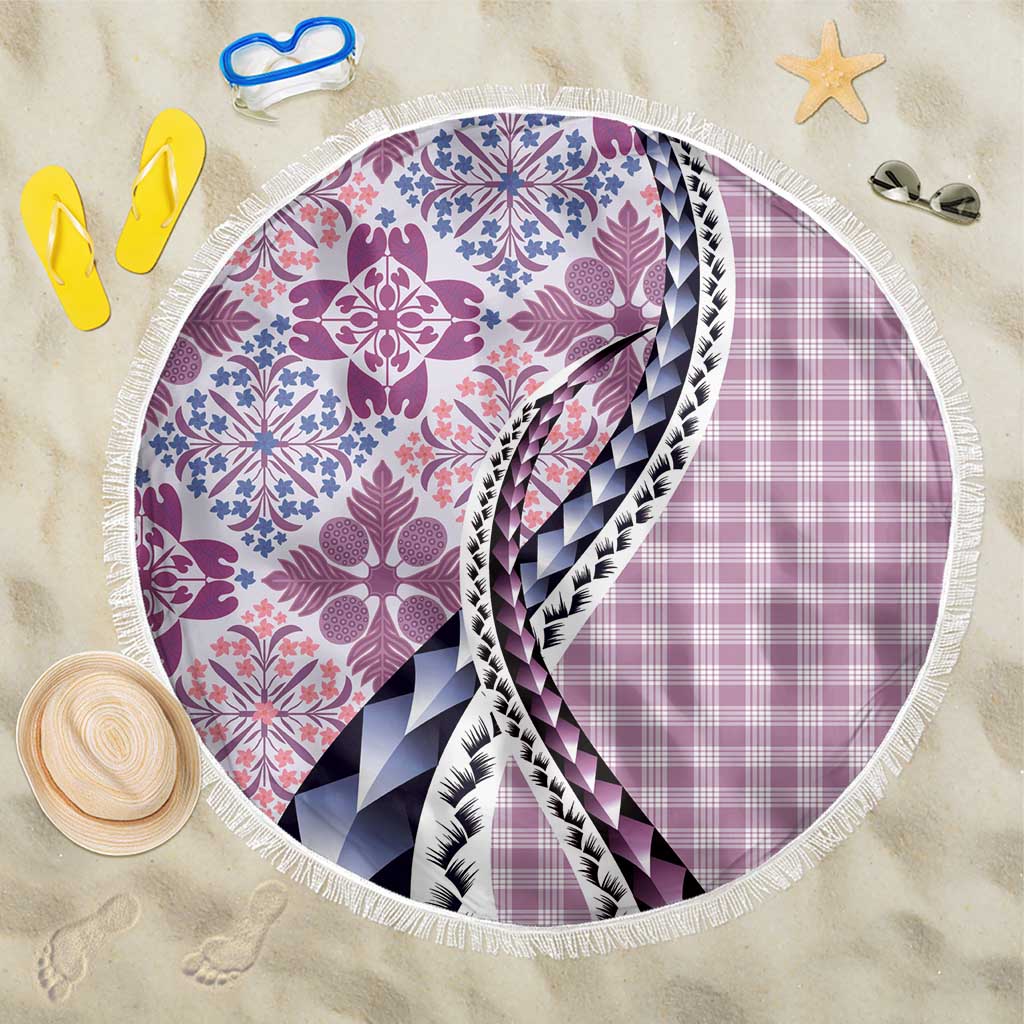 Aloha Vintage Palaka Floral Hawaiian Quilt Beach Blanket Akala Motif - Polynesian Pride