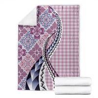 Aloha Vintage Palaka Floral Hawaiian Quilt Blanket Akala Motif - Polynesian Pride