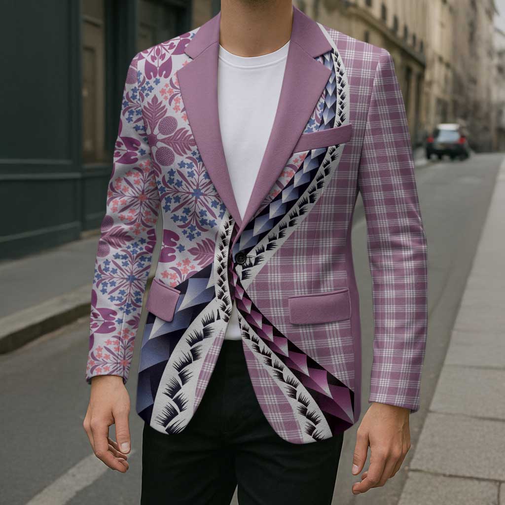 Aloha Vintage Palaka Floral Hawaiian Quilt Blazer Akala Motif - Polynesian Pride