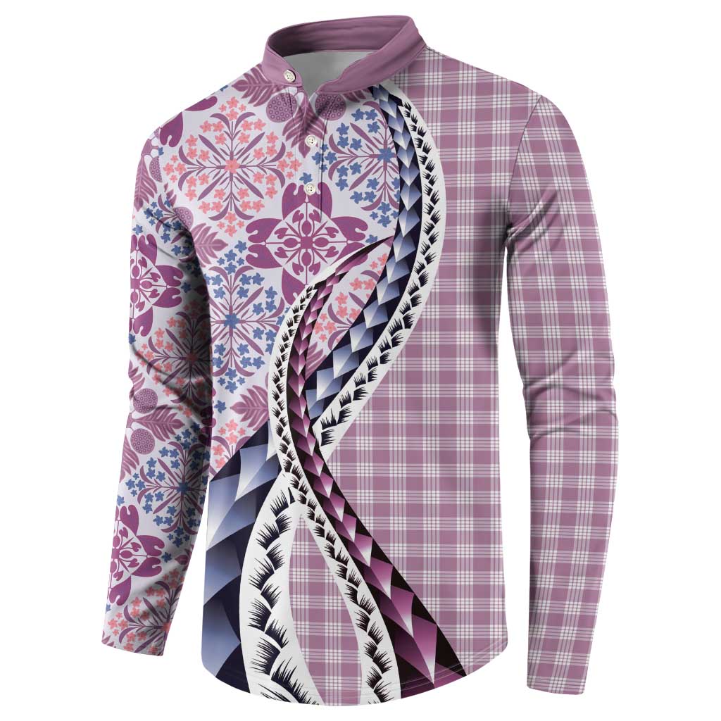 Aloha Vintage Palaka Floral Hawaiian Quilt Button Sweatshirt Akala Motif - Polynesian Pride