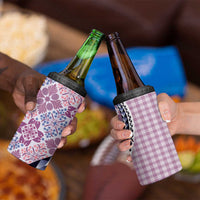 Aloha Vintage Palaka Floral Hawaiian Quilt 4 in 1 Can Cooler Tumbler Akala Motif - Polynesian Pride