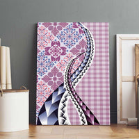 Aloha Vintage Palaka Floral Hawaiian Quilt Canvas Wall Art Akala Motif - Polynesian Pride