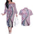 Aloha Vintage Palaka Floral Hawaiian Quilt Couples Matching Off The Shoulder Long Sleeve Dress and Hawaiian Shirt Akala Motif - Polynesian Pride