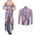 Aloha Vintage Palaka Floral Hawaiian Quilt Couples Matching Summer Maxi Dress and Long Sleeve Button Shirt Akala Motif - Polynesian Pride