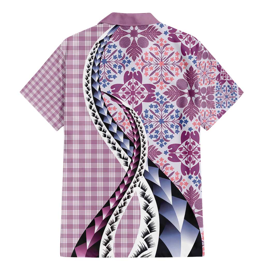 Aloha Vintage Palaka Floral Hawaiian Quilt Family Matching Mermaid Dress and Hawaiian Shirt Akala Motif - Polynesian Pride