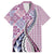 Aloha Vintage Palaka Floral Hawaiian Quilt Family Matching Off The Shoulder Long Sleeve Dress and Hawaiian Shirt Akala Motif - Polynesian Pride