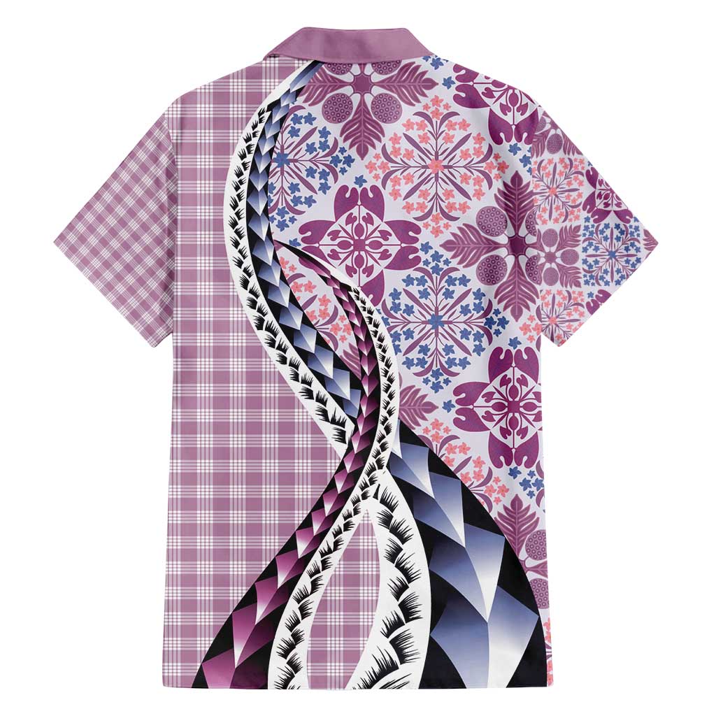 Aloha Vintage Palaka Floral Hawaiian Quilt Family Matching Off Shoulder Maxi Dress and Hawaiian Shirt Akala Motif - Polynesian Pride
