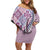 Aloha Vintage Palaka Floral Hawaiian Quilt Family Matching Off Shoulder Short Dress and Hawaiian Shirt Akala Motif - Polynesian Pride