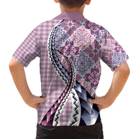 Aloha Vintage Palaka Floral Hawaiian Quilt Family Matching Puletasi and Hawaiian Shirt Akala Motif - Polynesian Pride